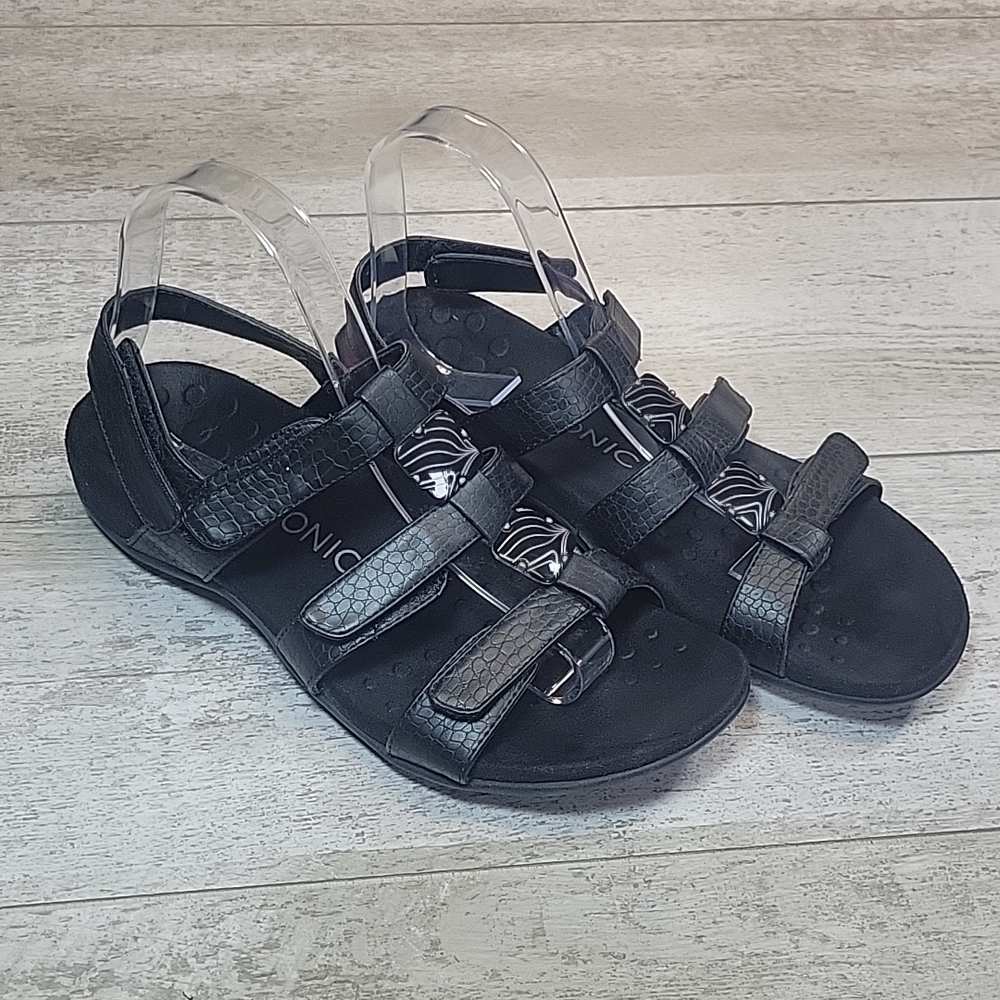 Black Vionic Strappy Sandals Women’s size 8